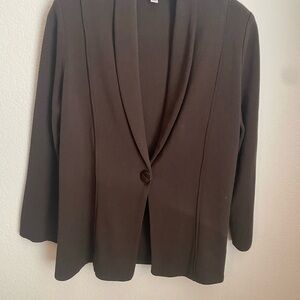 Misook Brown Blazer with Shawl Collar and Knit Texture
